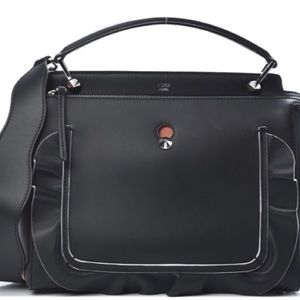 Fendi DotCom Ruffle Satchel Calfskin Leather